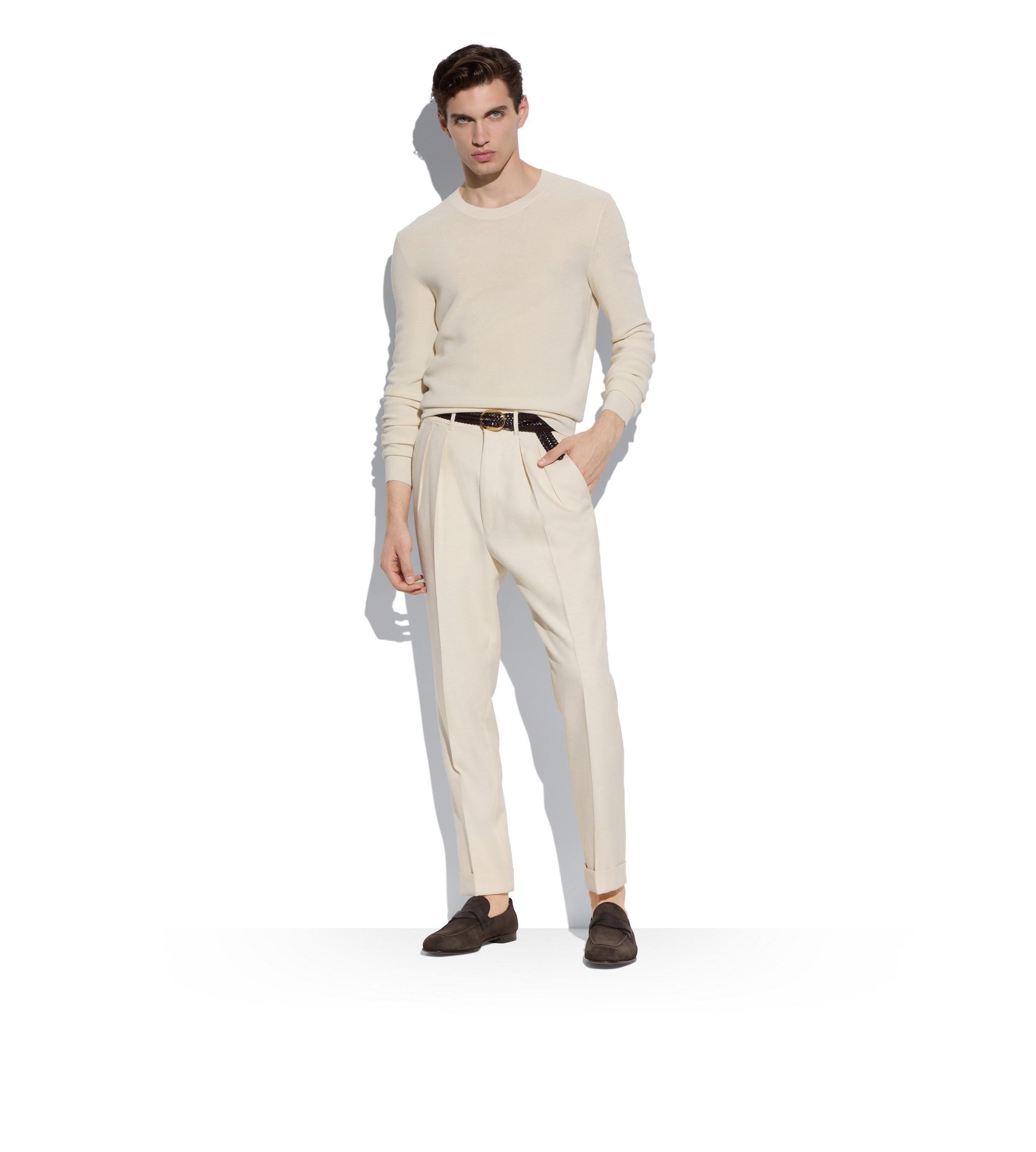 TEXTURED SILK MERINO CREW NECK - 2