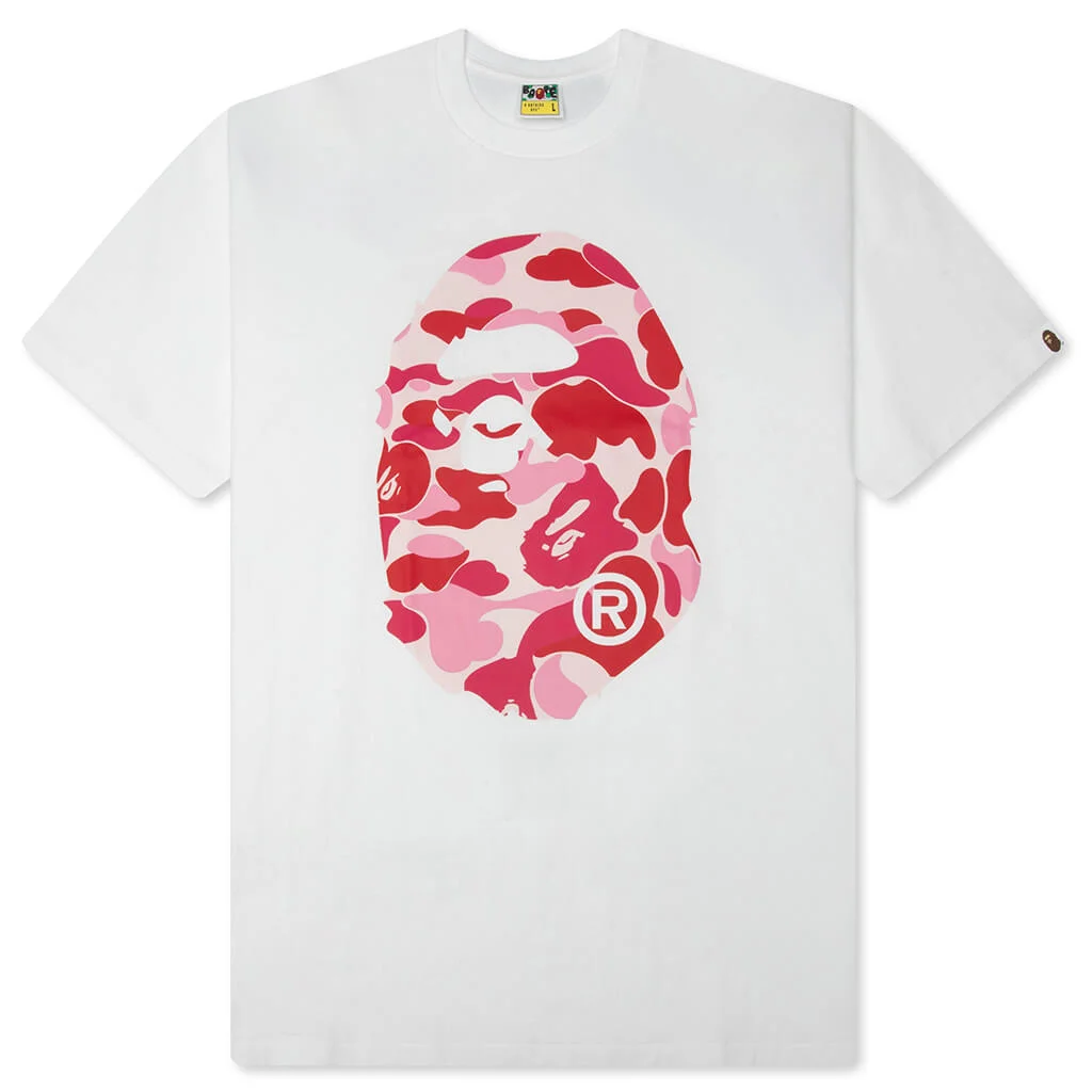 ABC CAMO BIG APE HEAD TEE - WHITE/PINK - 1