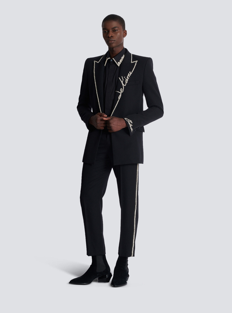 Balmain 1-button jacket with embroidered "Love Letter" collar outlook
