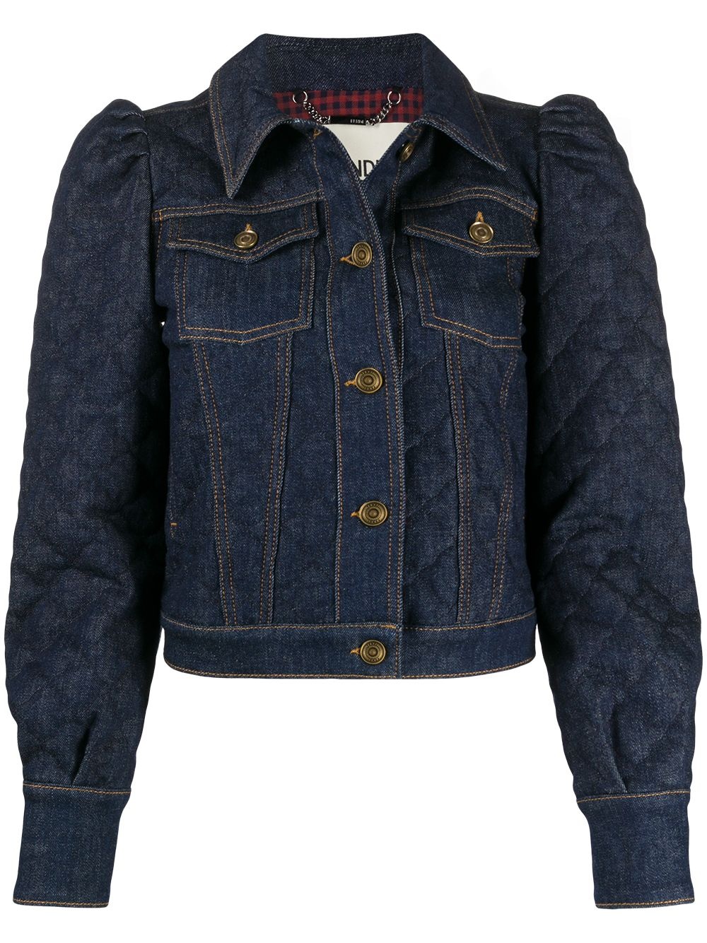 puff-sleeve denim jacket - 1