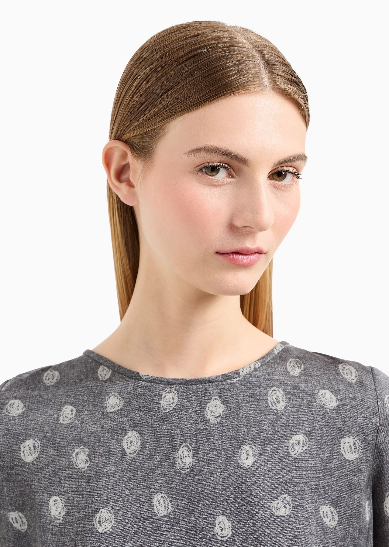 Icon short-sleeved blouse in silk chiffon with an all-over abstract polka-dot print - 5