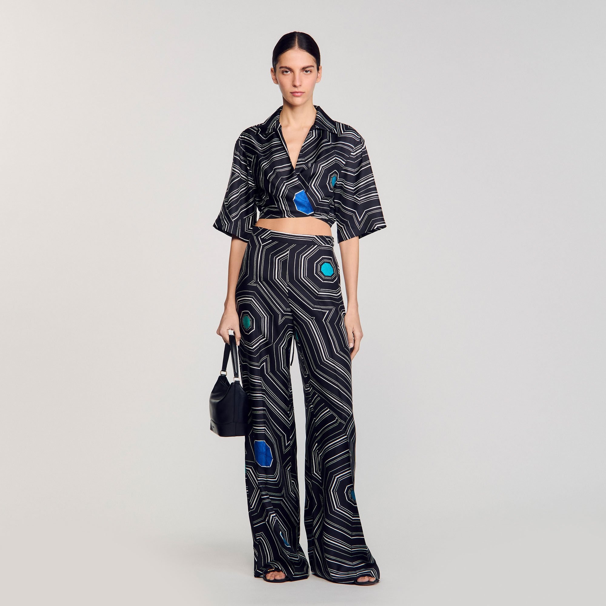 SPIRAL-MOTIF SILK SHIRT - 1
