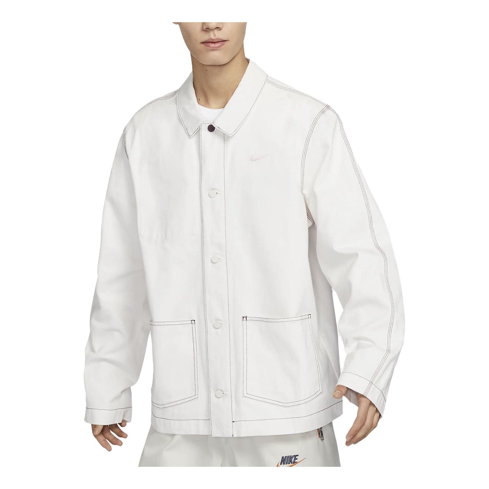 Nike Sportswear Lapel Work Jacket 'White Grey' FD9899-030 - 1