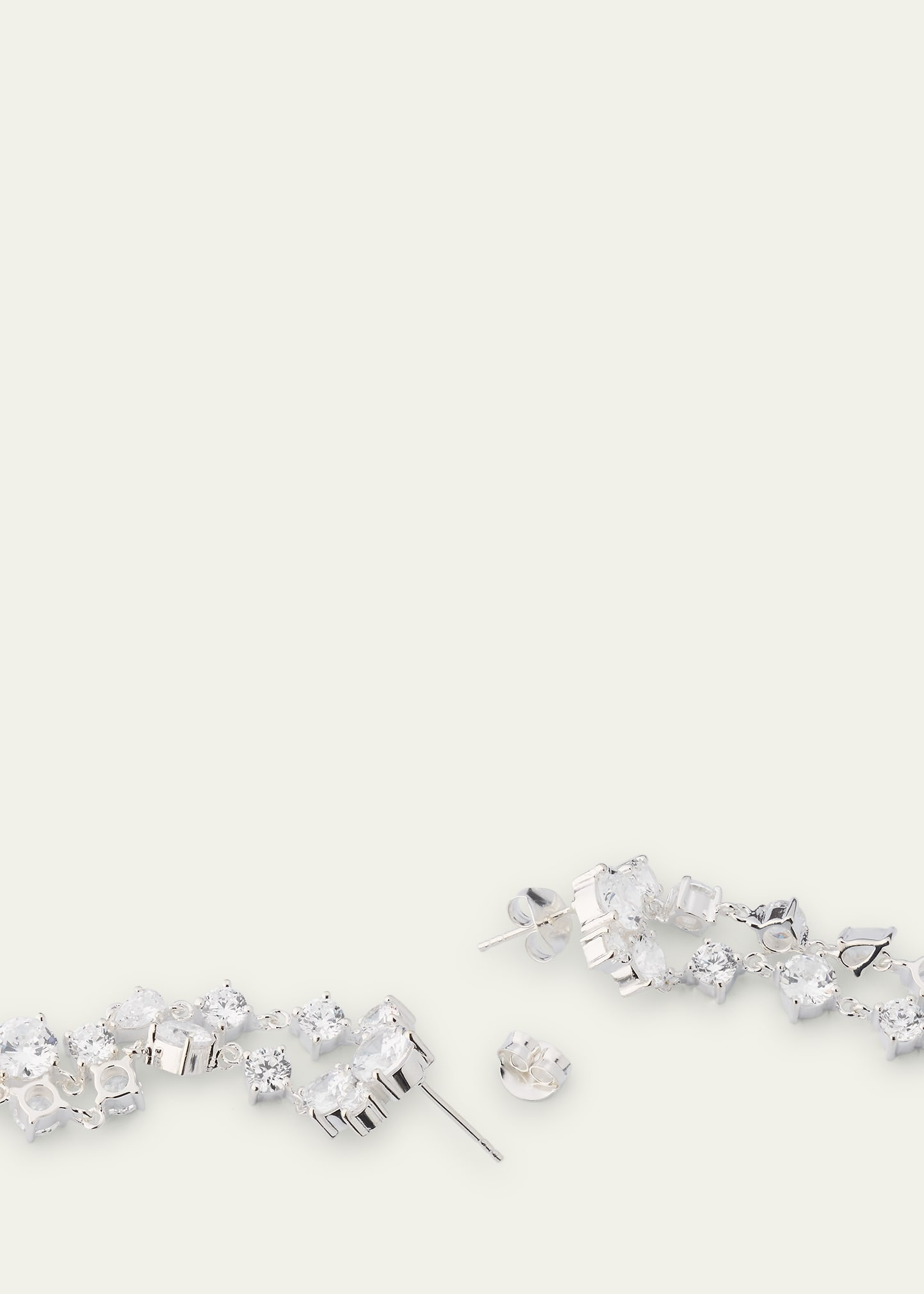 Cascading Rhodium-Plated Sterling Silver Earrings with Cubic Zirconia and Pearls - 4