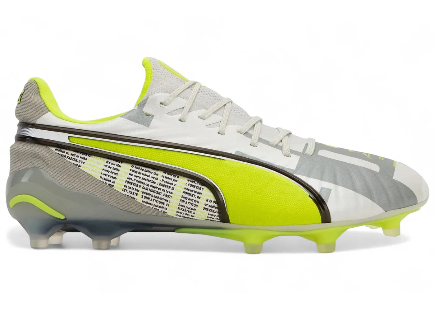 Puma King Ultimate Forever FG/AG Feather Gray Electric Lime White Flat Light Gray - 1