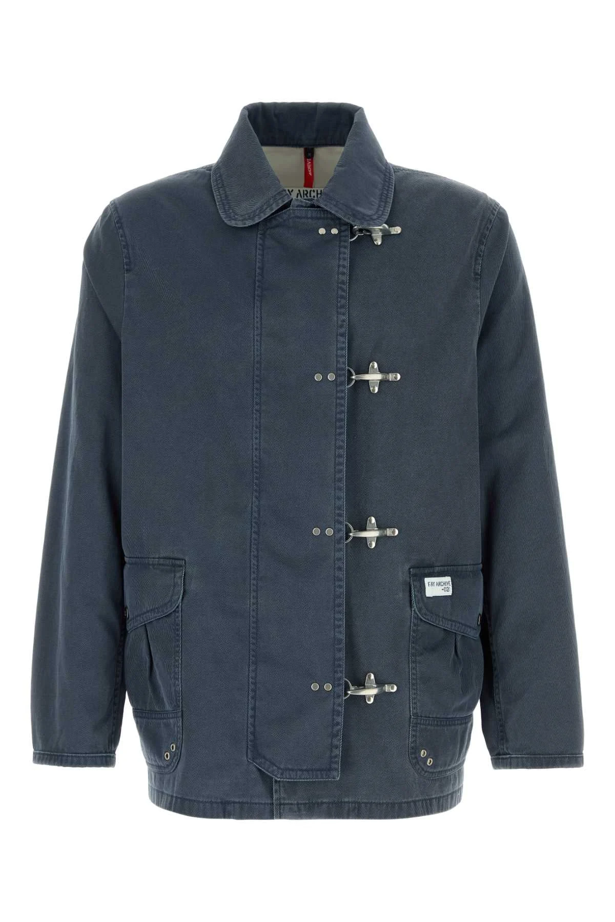Fay Men Denim Blue Twill 4 Gancini Jacket - 1