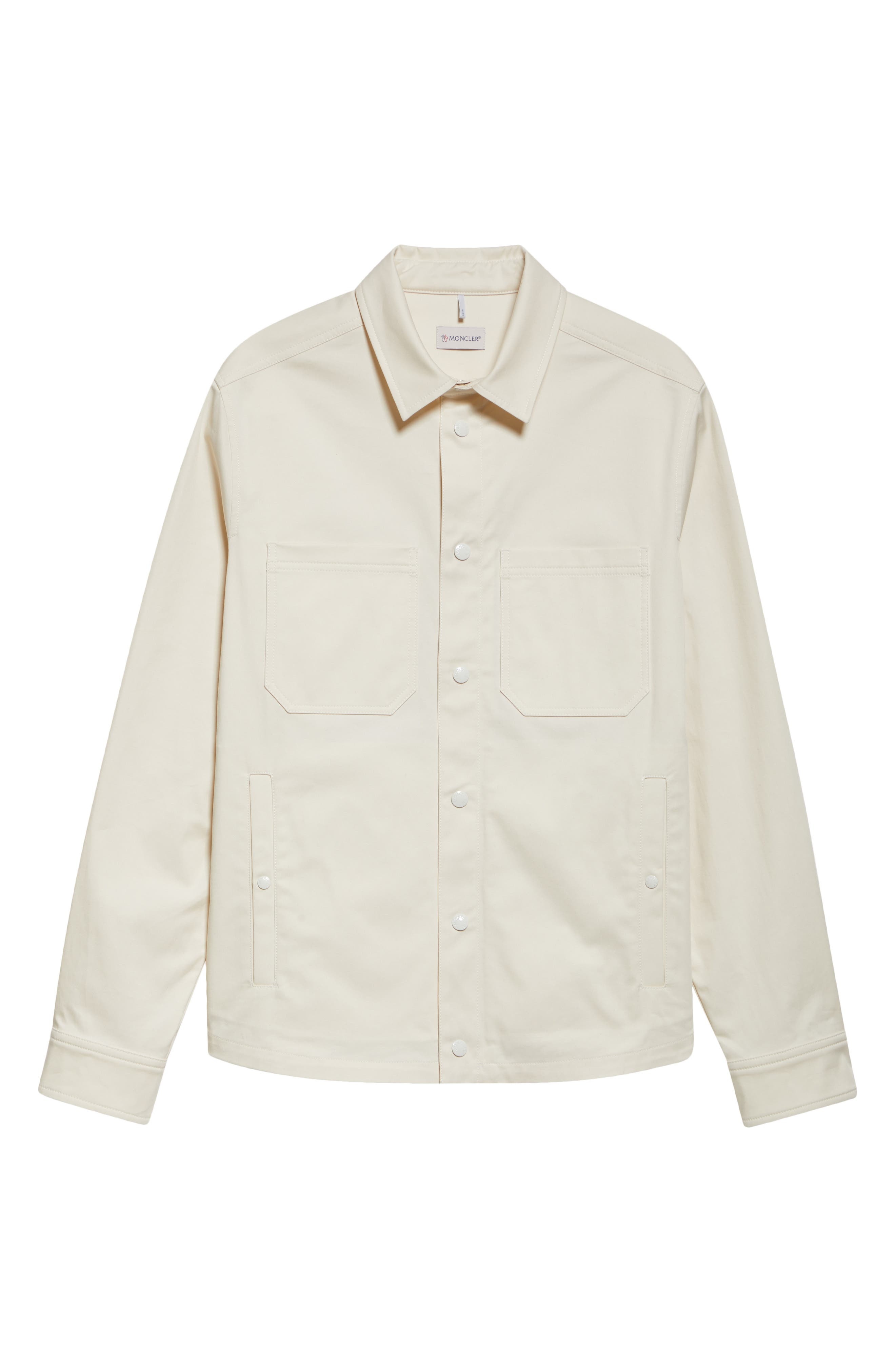 Moncler Stretch Cotton Shirt Jacket in White at Nordstrom - 5