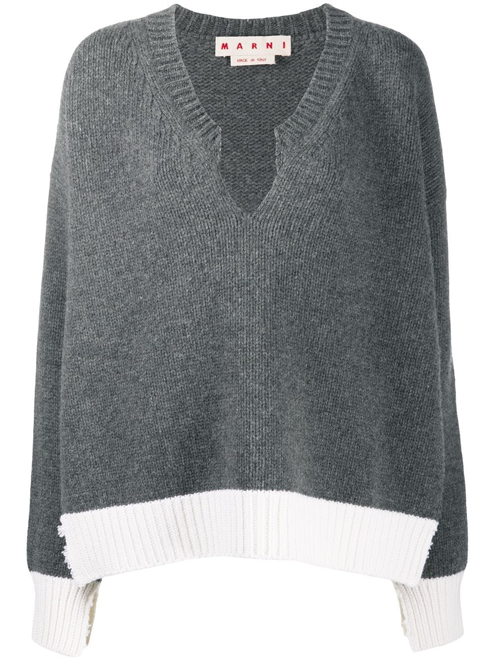 distressed V-neck jumper - 1