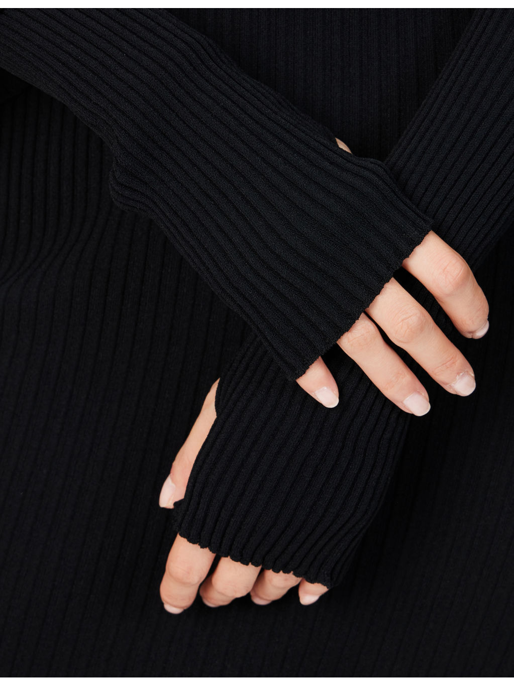 Thin And Thick Funnel-Neck Knitted Maxi Dress - 7