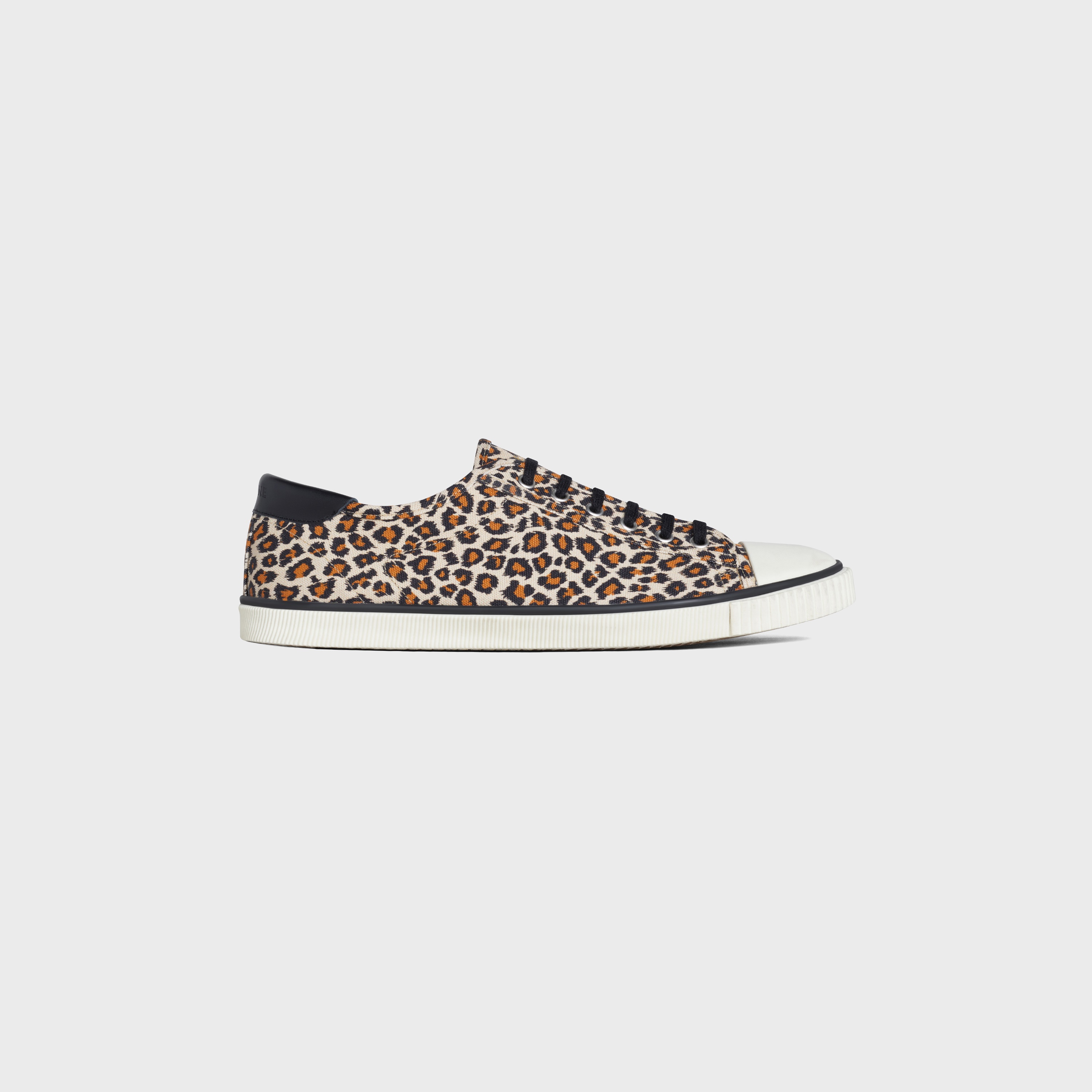 CELINE BLANK LOW LACE UP SNEAKER WITH TOE CAP  IN  LEOPARD PRINTED CANVAS AND CALFSKIN - 1