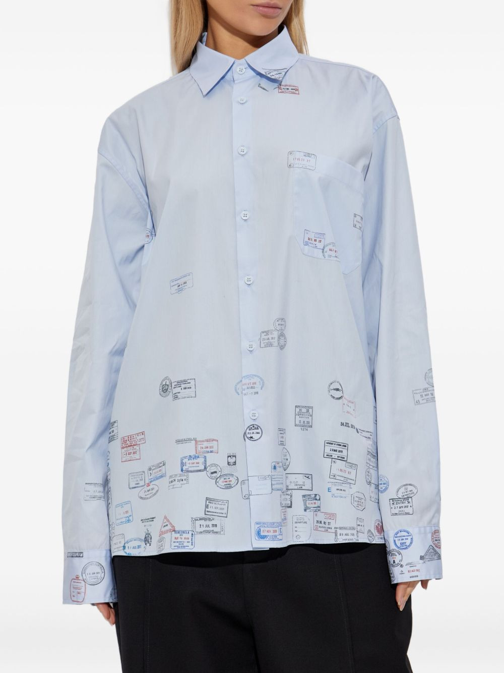 passport-stamp print shirt - 4