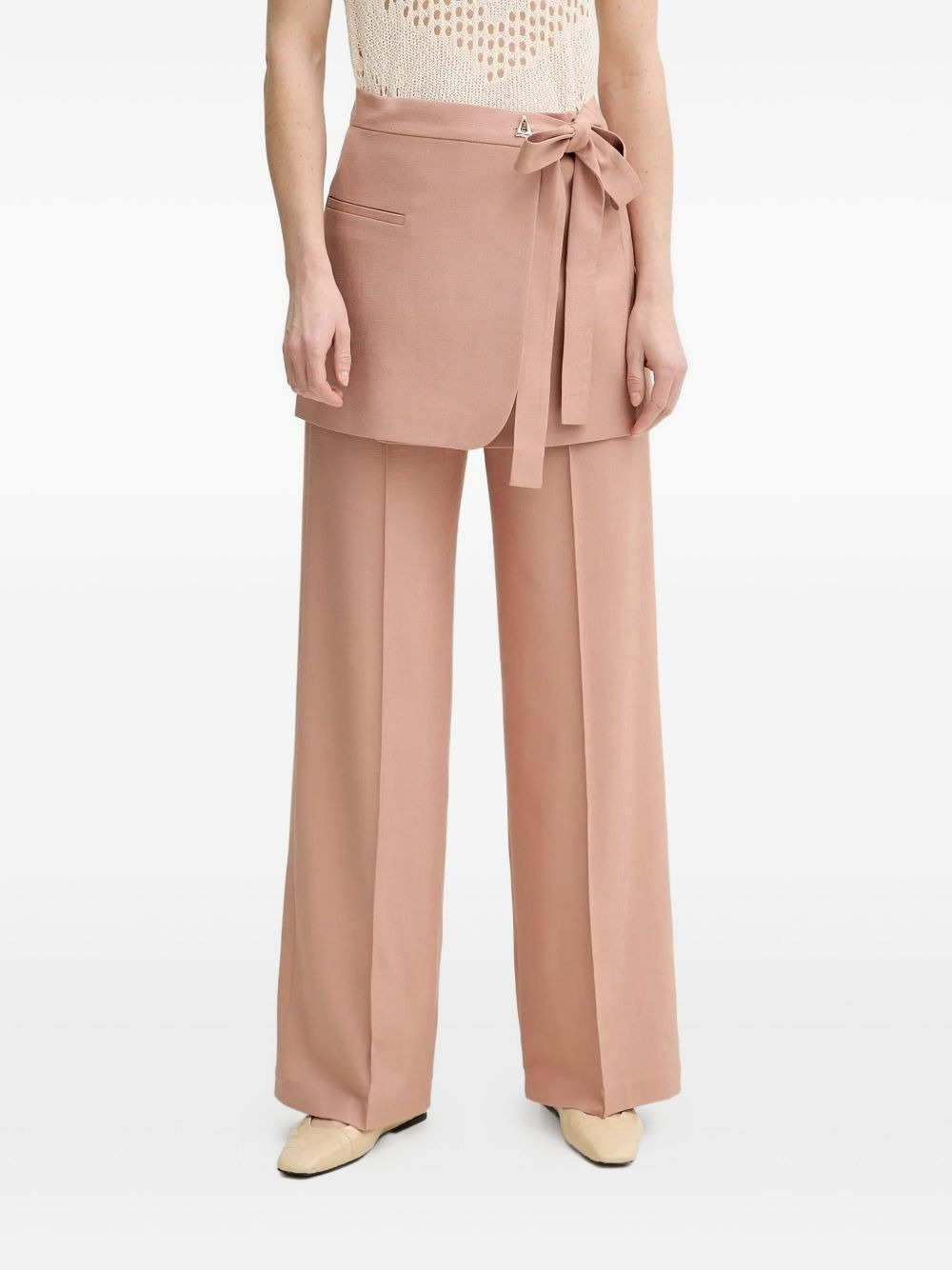 wrap-front split-hem trousers - 3