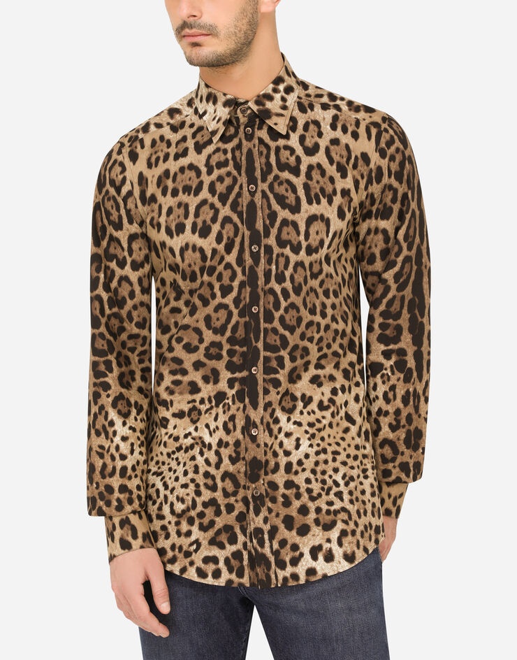 Cotton Martini-fit shirt with leopard print - 5