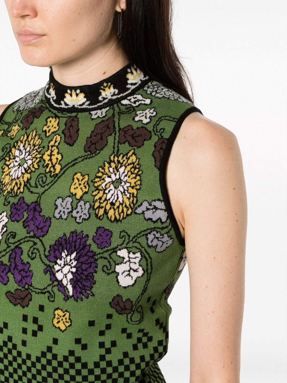 mock-neck floral intarsia-knit vest - 5