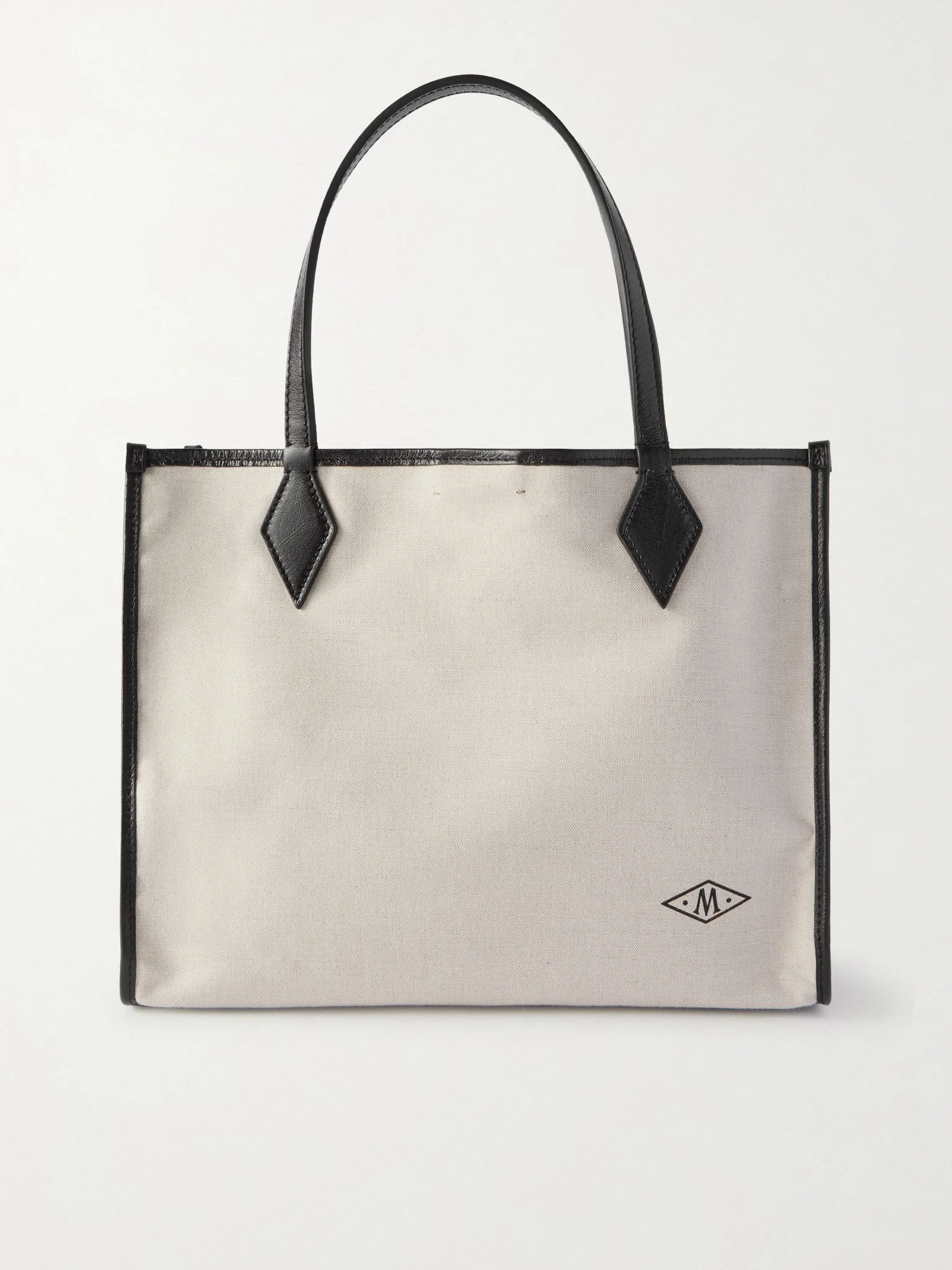 Chameleon 34 leather-trimmed canvas tote bag Cream - 1