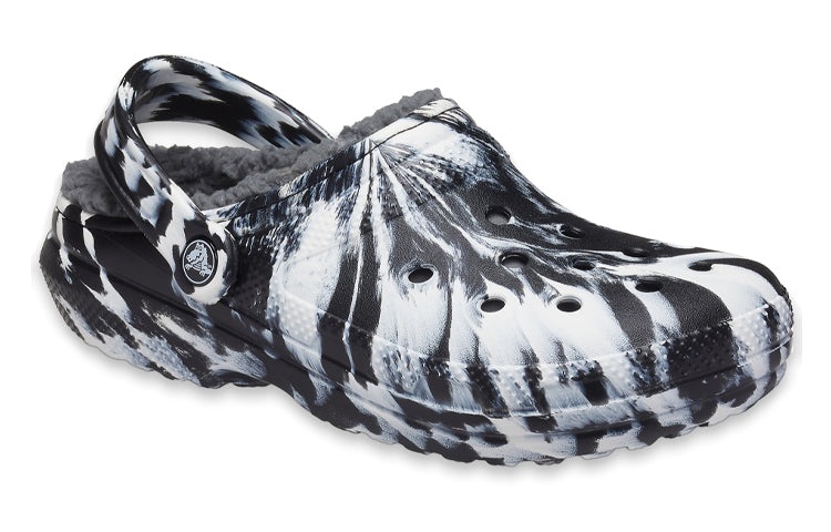 (WMNS) Crocs Classic Lined Clog Outdoor Sandals 'Marbled White Black' 207180-103 - 4