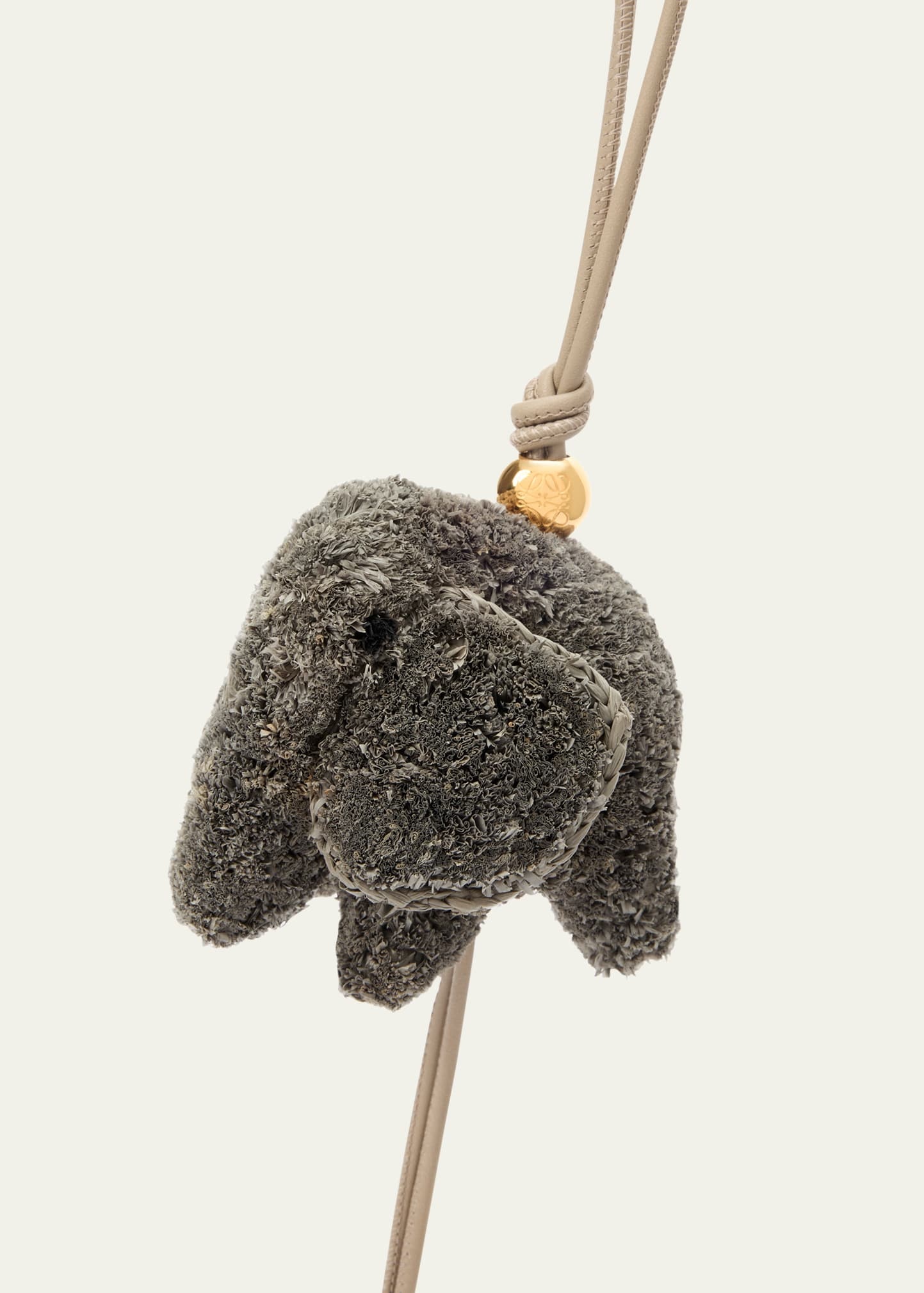 Elephant Bag Charm in Raffia and Leather - 2