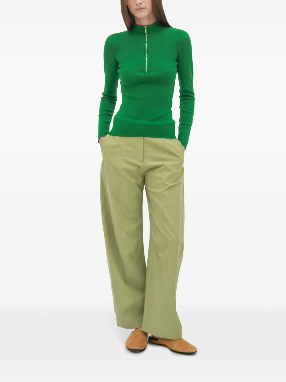 ribbed zip-up sweater - 2