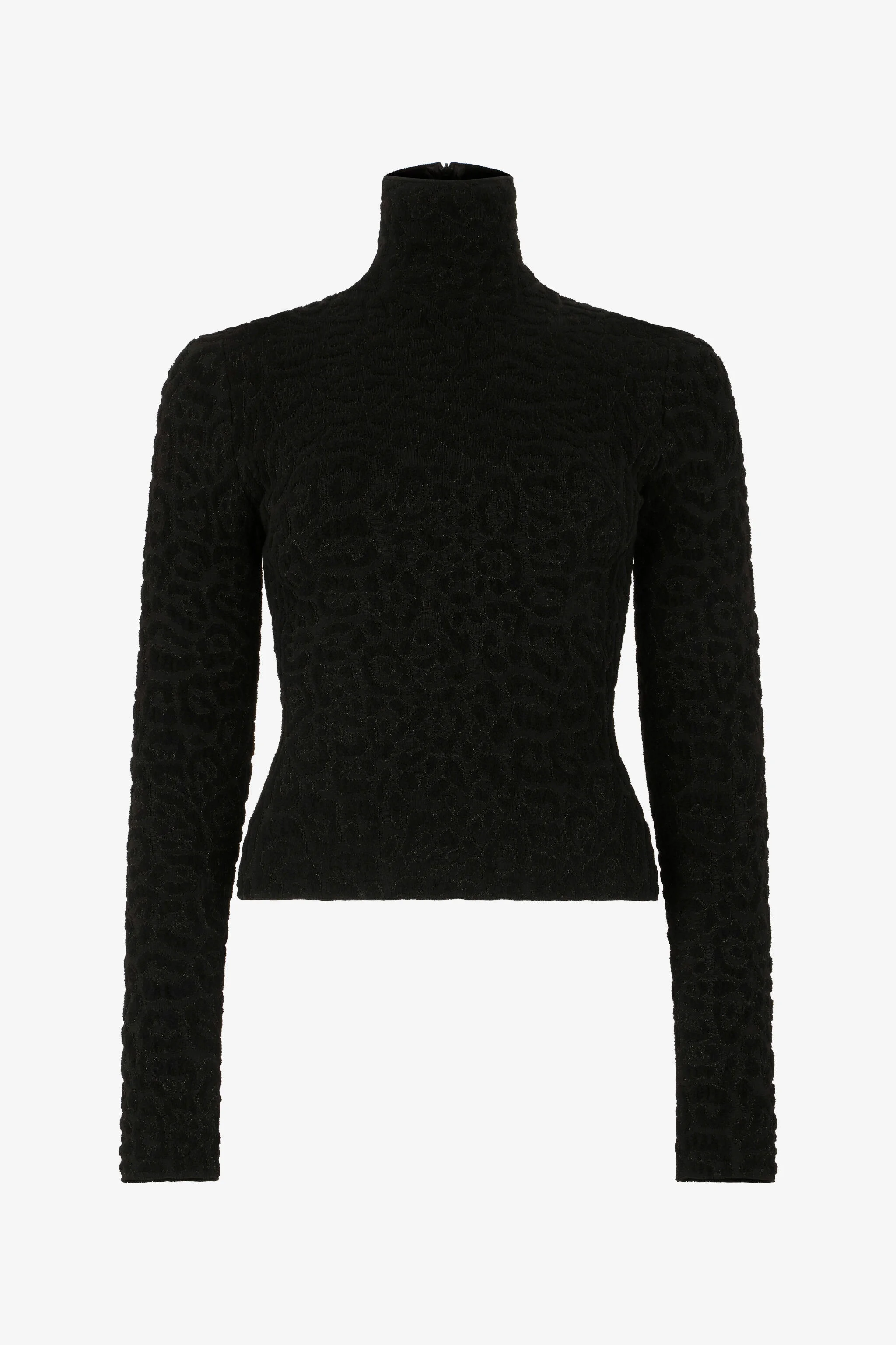 High Neck Top with Lurex Jaguar Pattern - 1