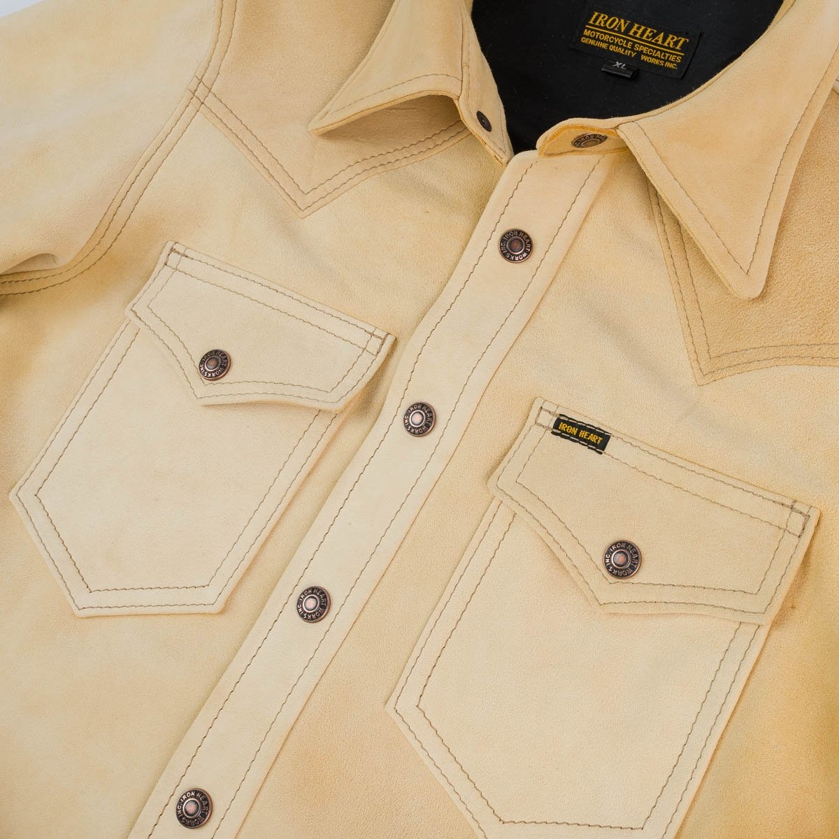 IHSB-BIGBUCK-NAT Deerskin Western Shirt 'The Big Buck' - Natural - 10