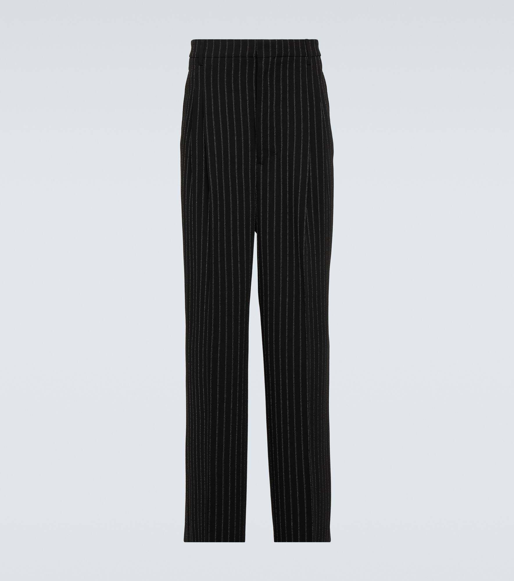 Pinstripe wool straight pants - 1