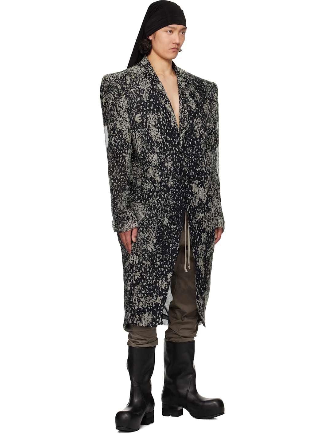 Black & Off-White Hollywood Ricks Coat - 4