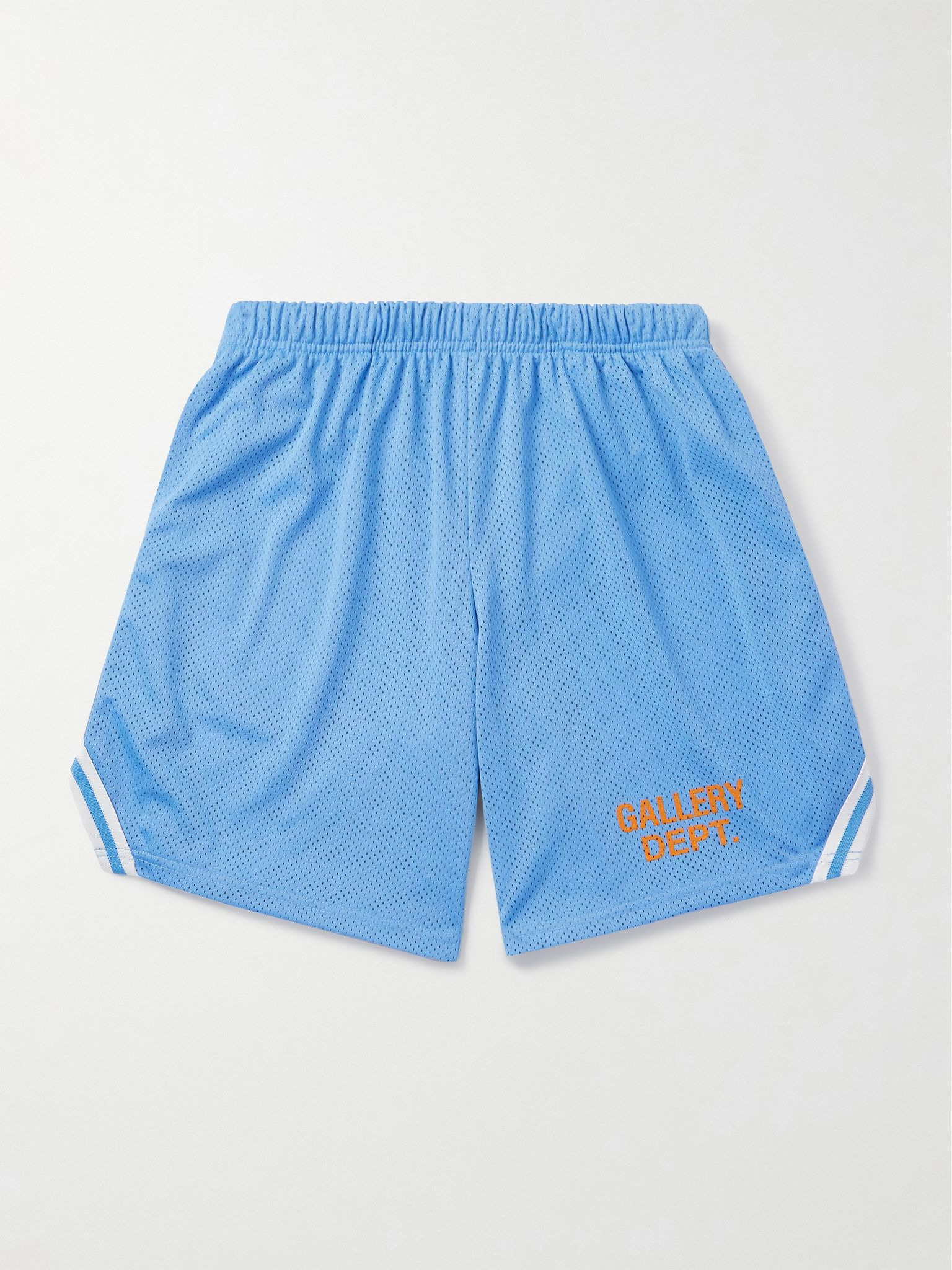Venice Court Wide-Leg Logo-Print Webbing-Trimmed Mesh Shorts Blue - 1