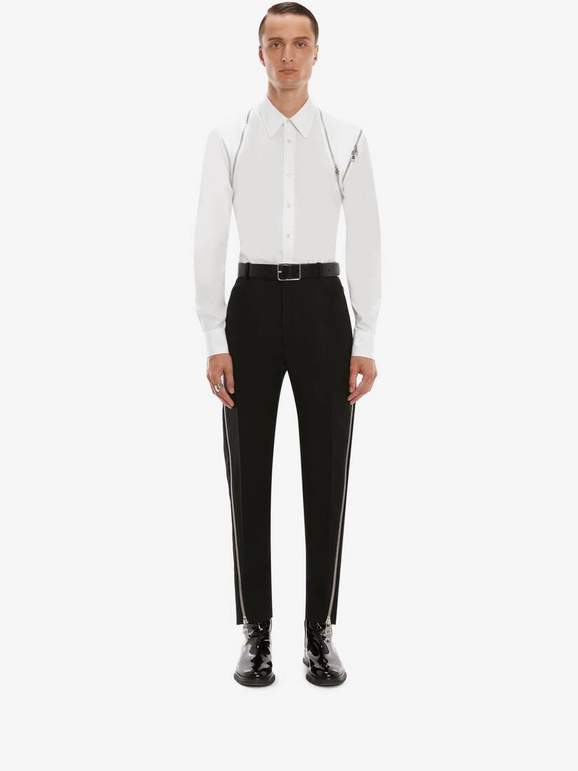 Zip Detail Harness Shirt in White - 2
