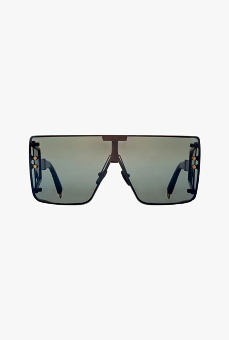 Matte black titanium shield-shaped Wonder Boy sunglasses 1