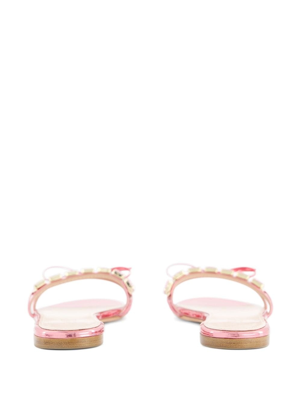 crystal-embellished leather slides - 4