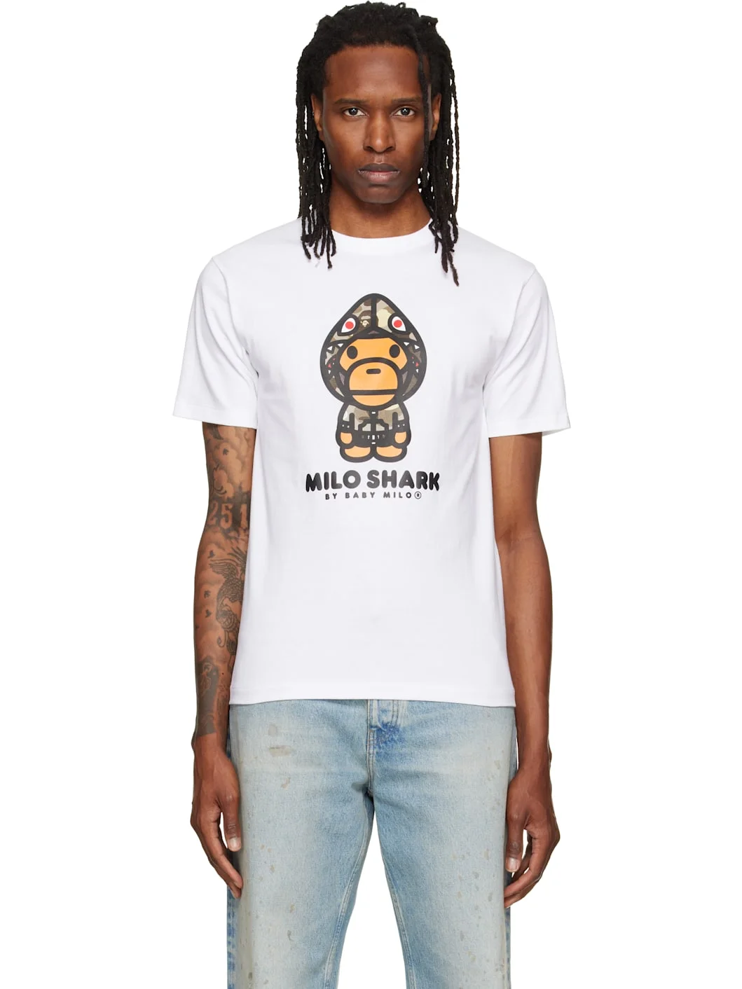 White Color Camo 'Milo Shark' FZH T-shirt - 1