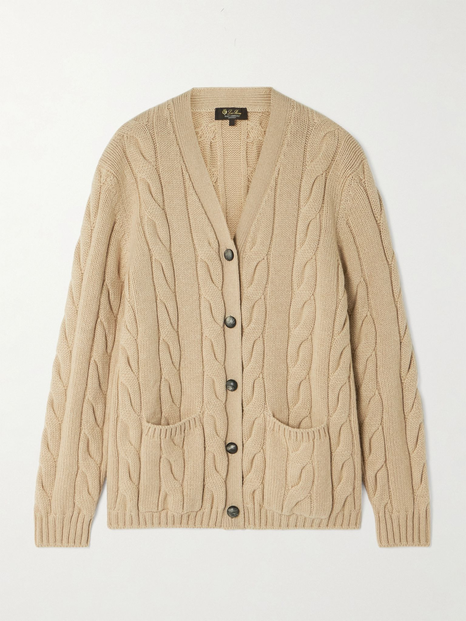 Napier cable-knit cashmere cardigan Beige - 1
