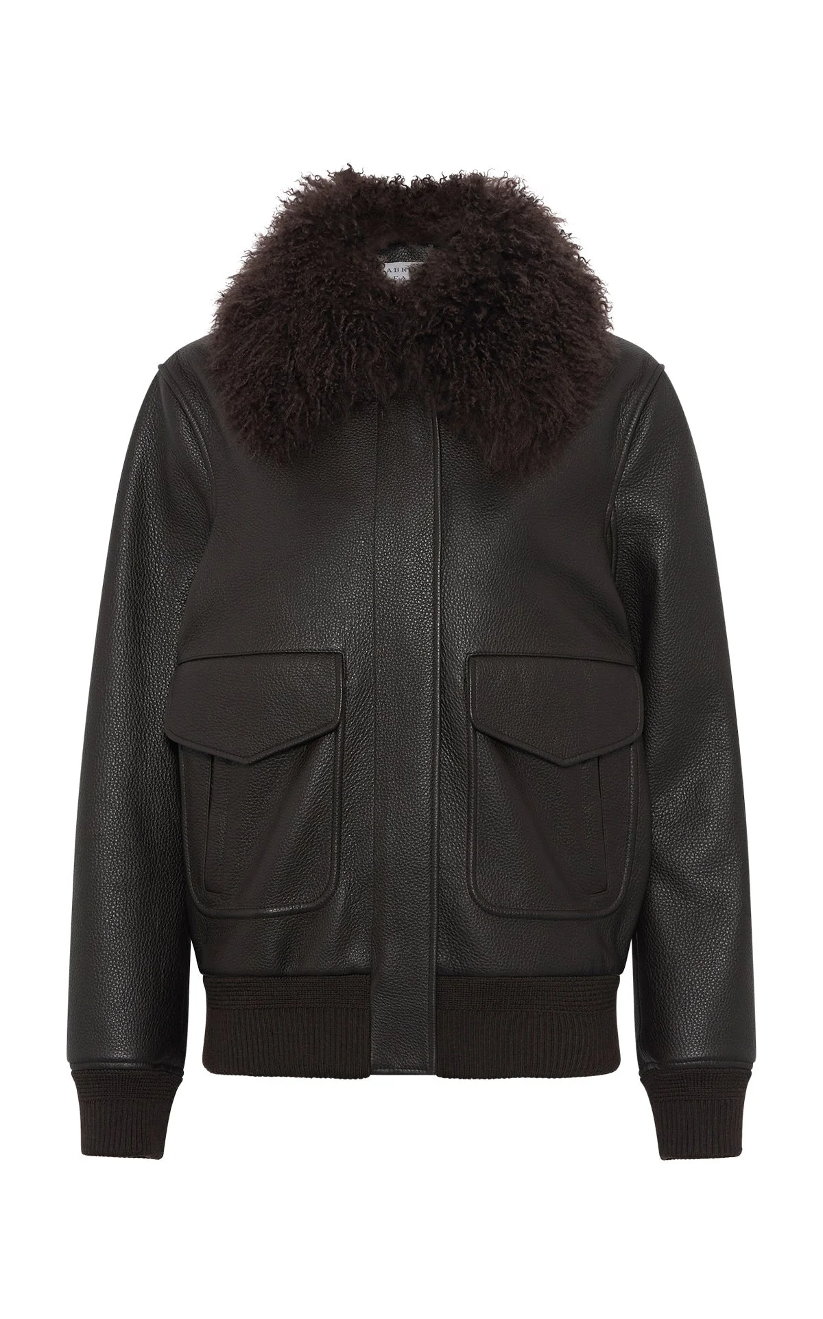 Grant Jacket in Ebony Textured Leather and Shearling - 1