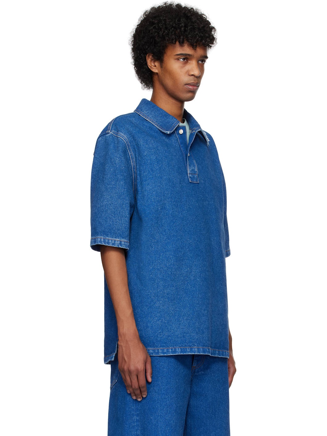 Blue Oversize Denim Polo - 2