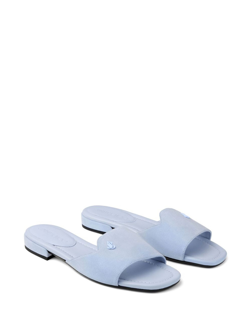 JIMMY CHOO Dina logo-embellished suede flat sandals outlook