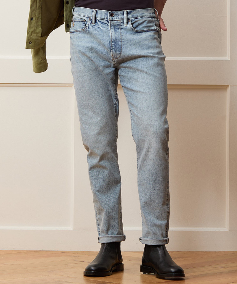 TODD SNYDER High-Rise Slim Stretch Jean in Light Indigo outlook