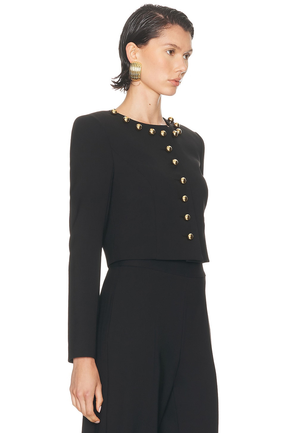 Collarless Cropped Jacket - 2