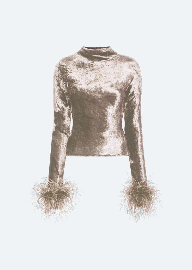 Velvet Dolman Top With Feathers 1