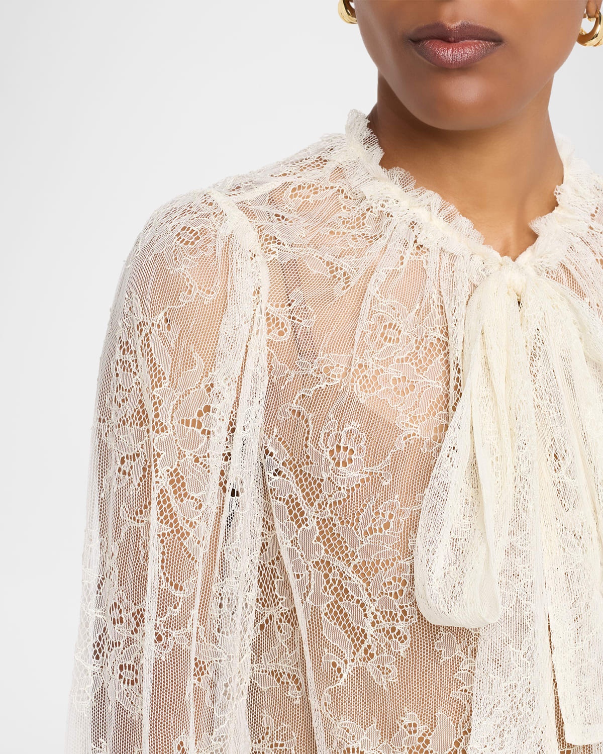 Iliana Lace Neck-Tie Blouse - 5