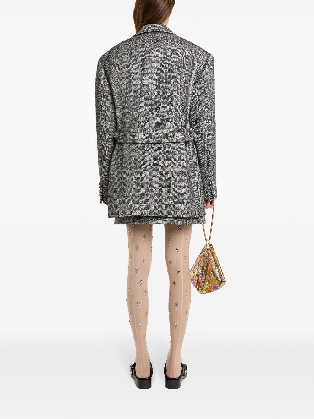 herringbone-pattern wool blazer - 4