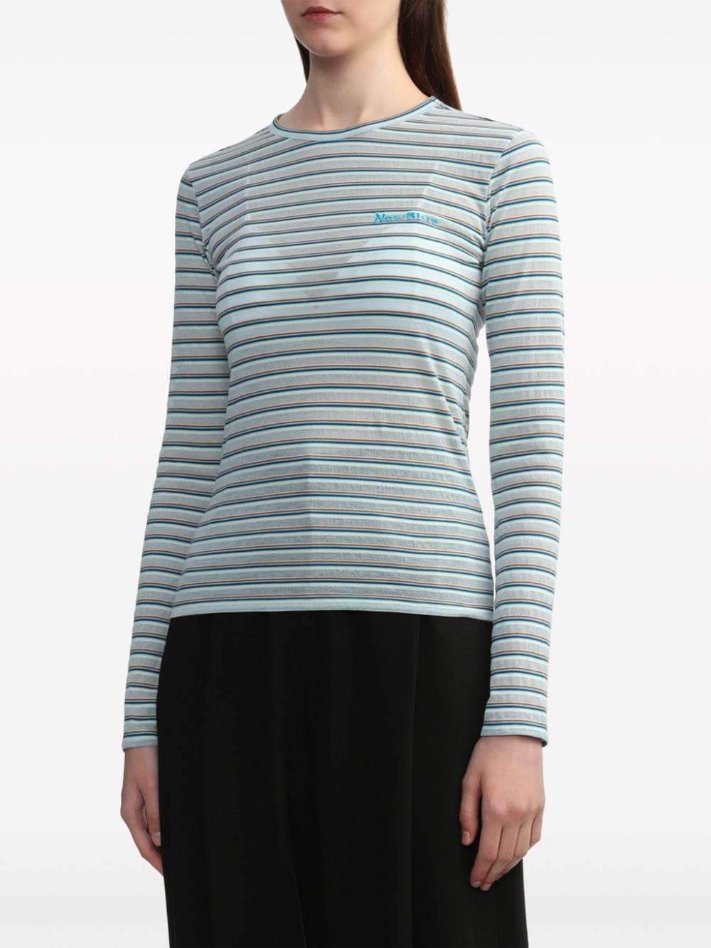 striped cotton-blend T-shirt - 3