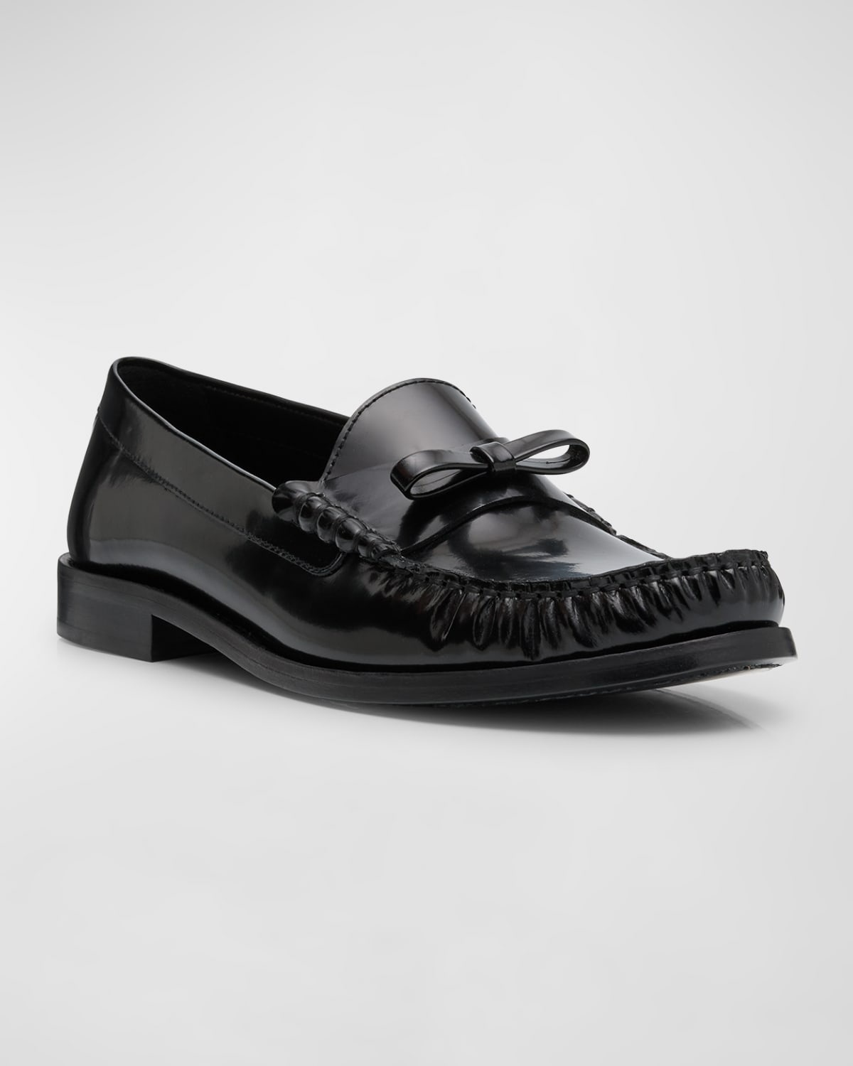 Lottie Leather Bow Loafers - 3