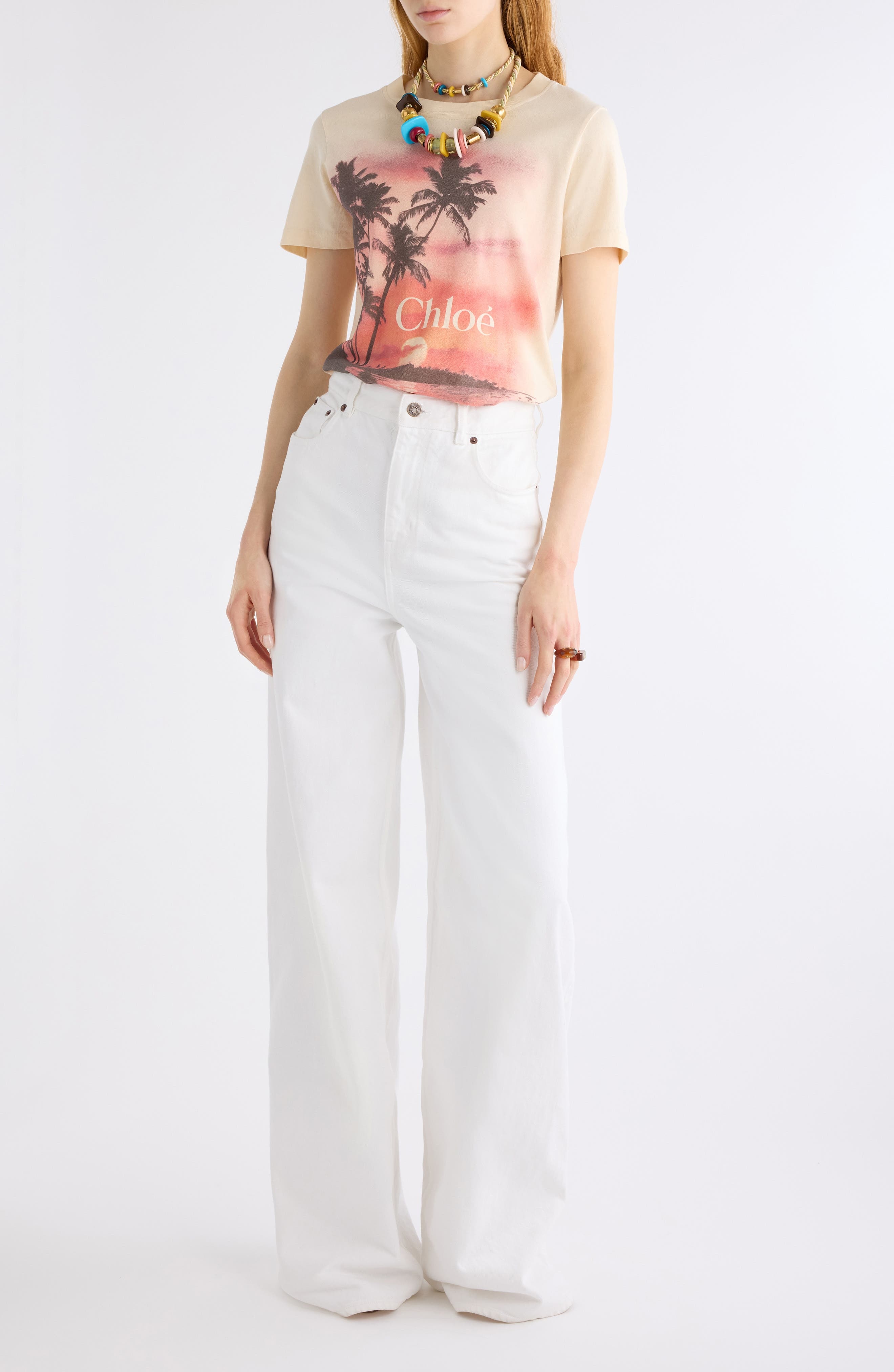 Chloé High Waist Wide Leg Jeans in White at Nordstrom - 2