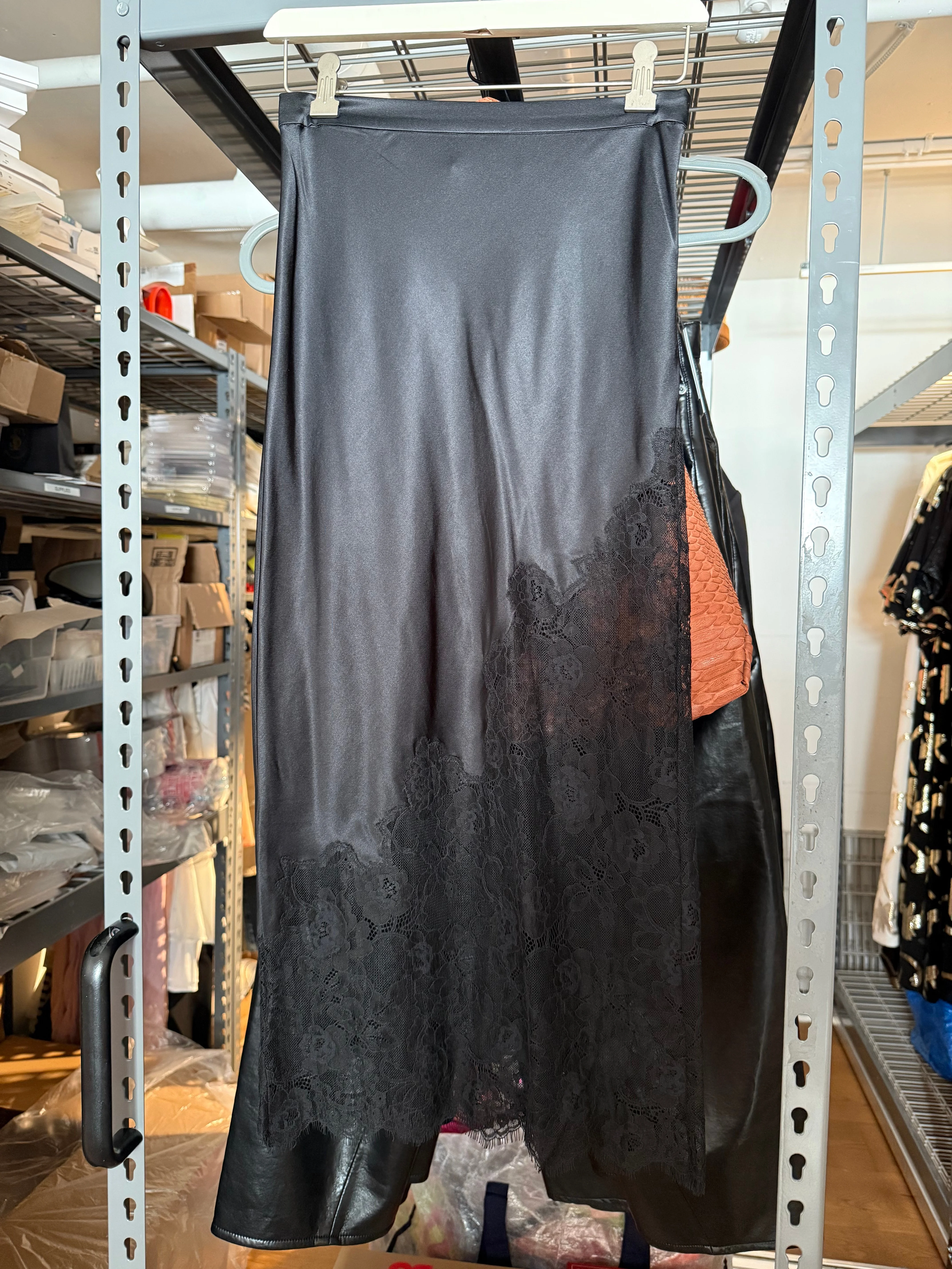 Silk & Lace Scallop Midi Skirt - 1