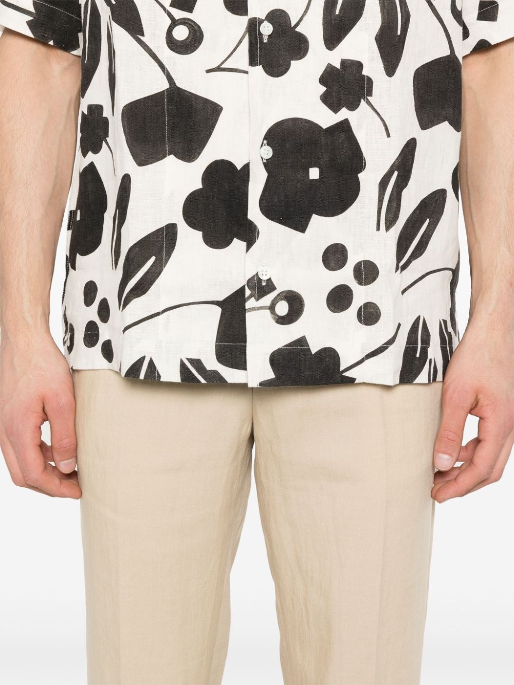 drawstring-fastening linen trousers - 5