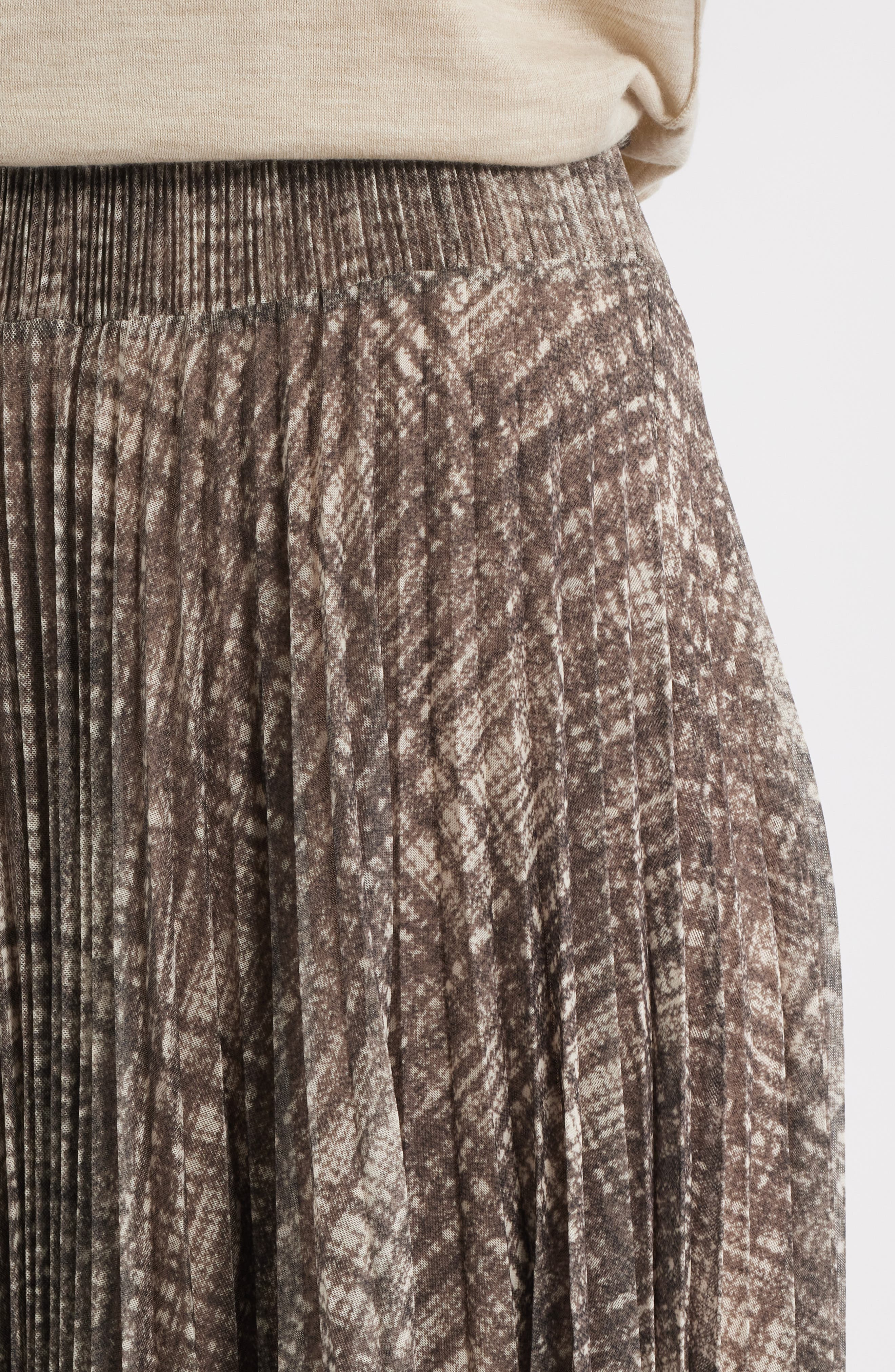 BOSS Edrisa Pleated Midi Skirt in Grey Multi at Nordstrom - 4