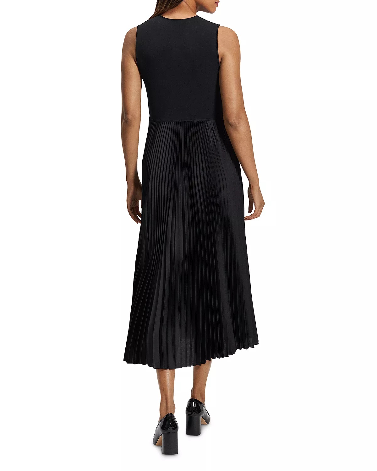 Satin Pleated Skirt Midi Dress - 2