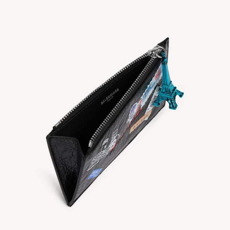 BALENCIAGA Men's Cash Large Long Coin And Card Holder in Black/multicolor outlook