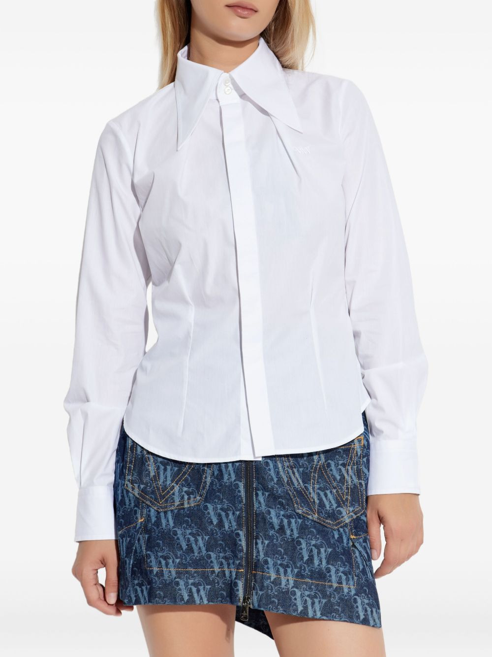embroidered-logo cotton shirt - 3
