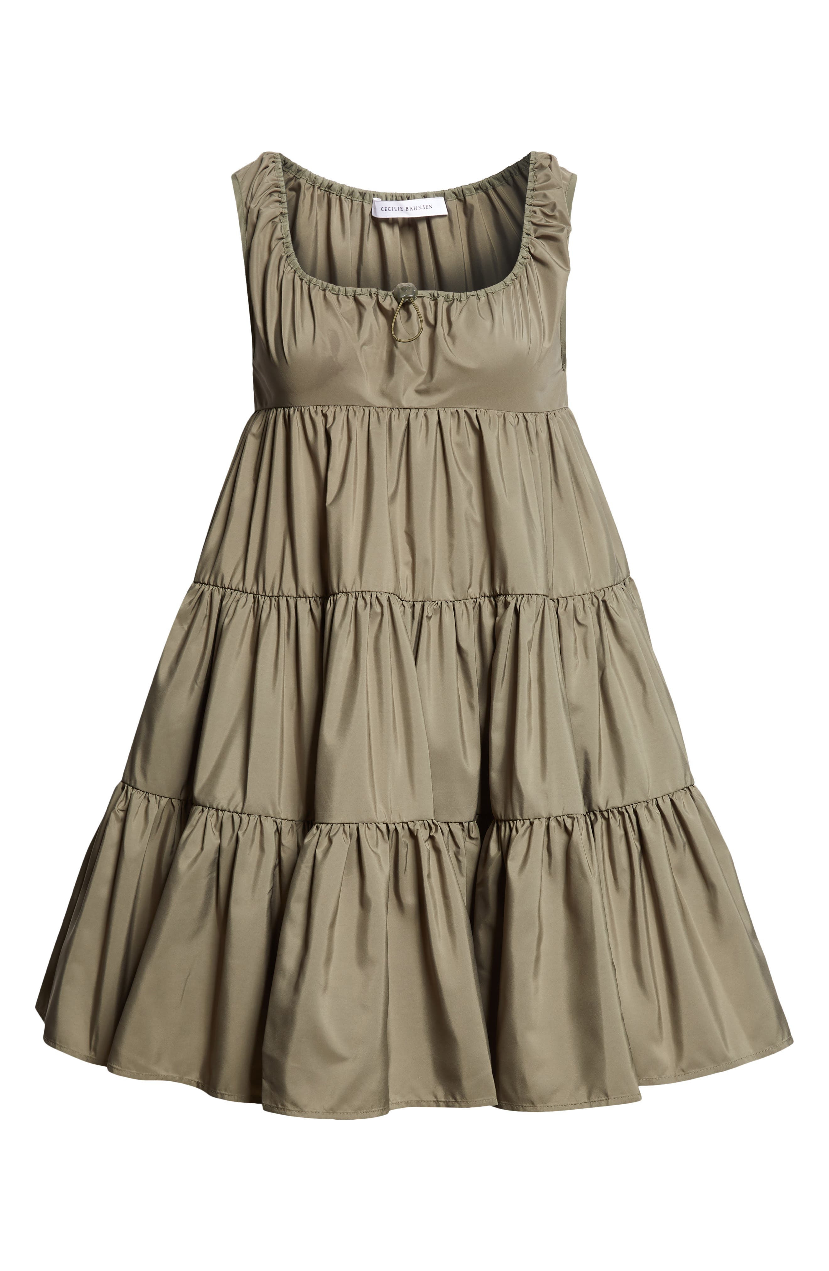 Cecilie Bahnsen Aino Tiered Recycled Faille Minidress in Olive at Nordstrom - 5